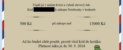 Slevový šek od Alzy k nákupu Notebooku