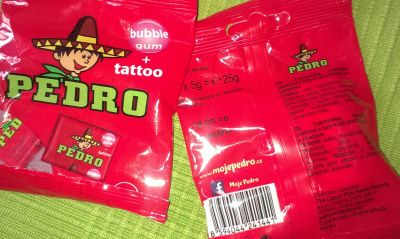 Prošlé žvýkačky Pedro s nalepovacím tetováním