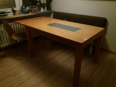 Daruji stůl, buková dýha, 120 x 85, přídavná deska 