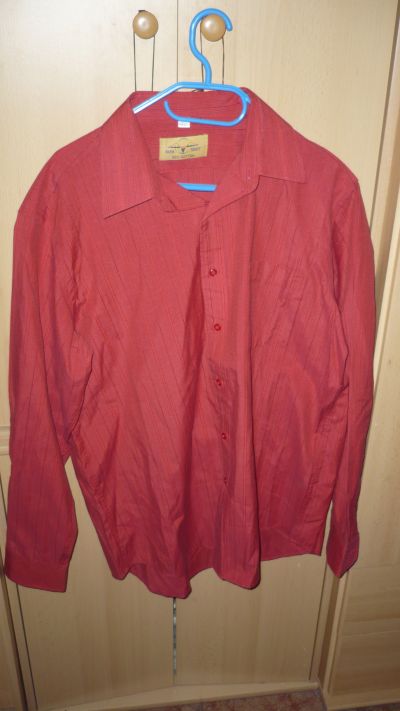 Pánská košile s dlouhým rukávem - červená vel.42