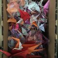 Krabici origami jerabu - svatebni dekorace