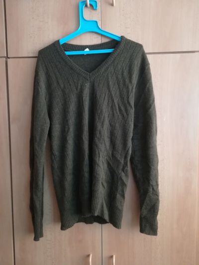 Hnědo-zelený pánský svetr vel. M
