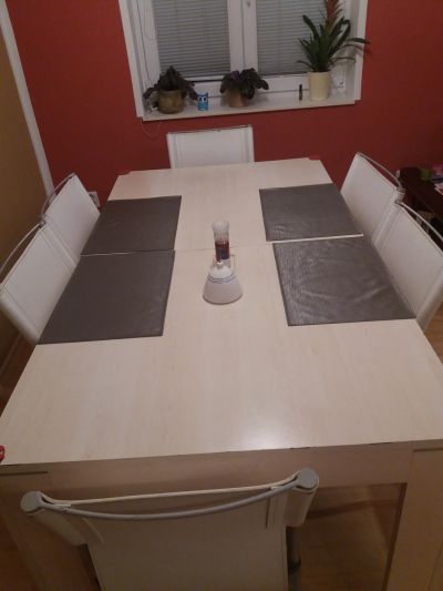 Daruji za odvoz opotřebovaný jídelní stůl a 6 židlí