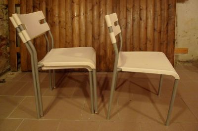 Židle IKEA stohovací bílá/stříbrná 3 ks