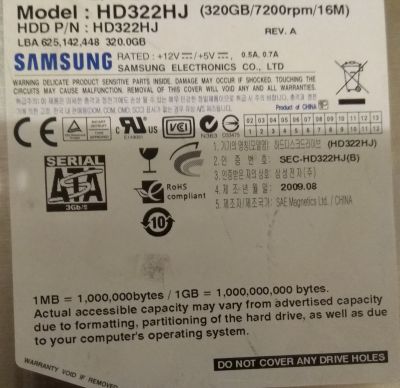 Harddisk 320GB SATA2 3.5" 