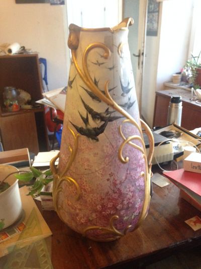 Čínská malovaná váza velká, zlacená
