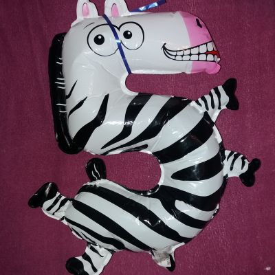 Cislo 5 narozeninovy balonek zebra