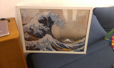 Puzzle - 1000 ks, Houkasai - Tsunami, hotové i s rámem