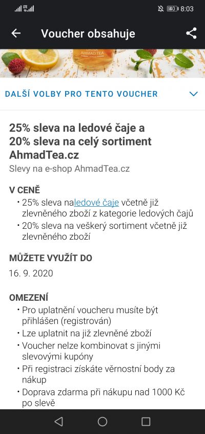 Sleva 20-25% Ahmad Tea (voucher 5)