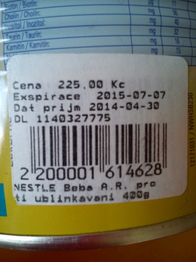 Kojenecké mléko BEBA 0+ expirace 07/2015