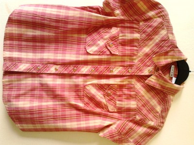 Růžovo-žlutá károvaná košile
