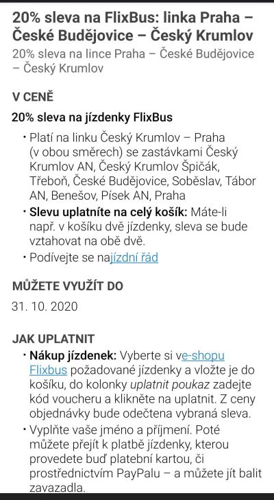 Flixbus 20% sleva Pha-C.Krum.,C.Budej.