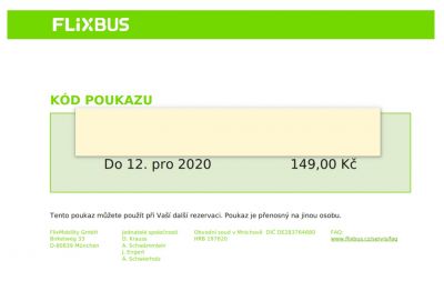 FlixBus poukaz 149,-