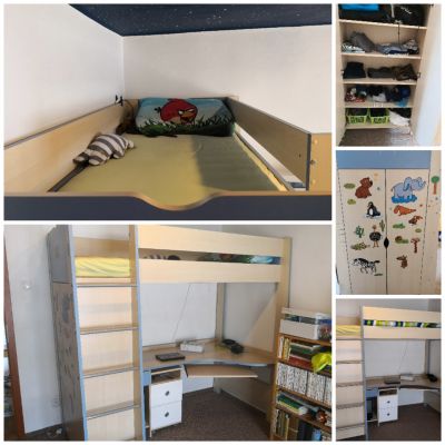 Patrová postel se skříní a psacím stolem