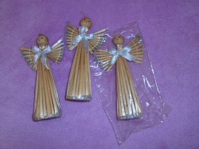 3 andělíčci ze slámy stříbrní