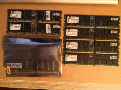Serverové paměti Kingston 4x2GB, 2x1GB; Transcend 2x1GB DDR1
