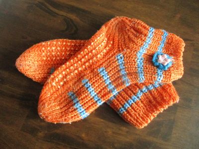 Ponožky akryl oranžovomodré