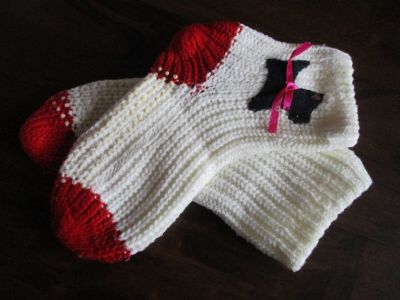 Ponožky akryl bíločervené