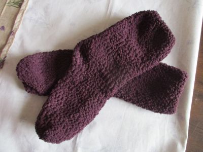 Ponožky žinylkové fialovohnědé