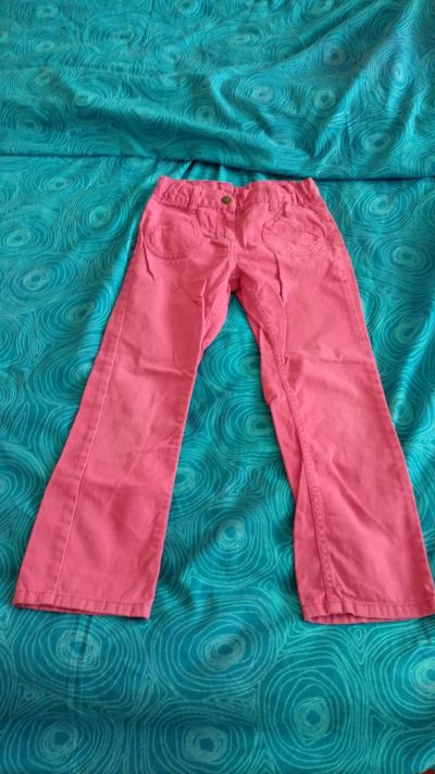 Růžové plátěné kalhoty, vel.116