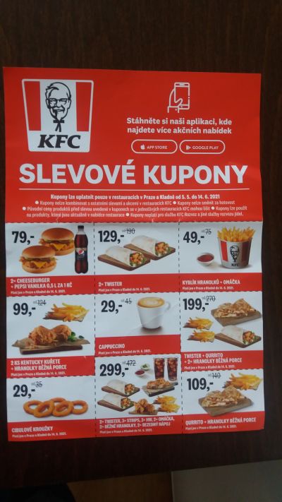 Slevové kupony do KFC, platné do 14.6.