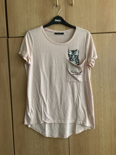 Růžové tričko s kočičkou XS