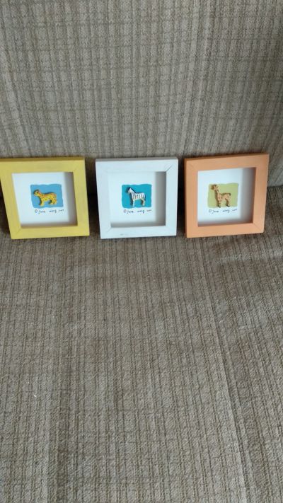 3 obrázky do dětského pokoje, dřevěný rámeček