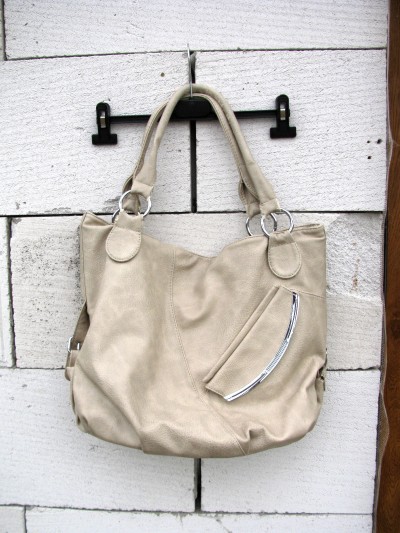 nude - béžová kabelka se stříbrným zdobením