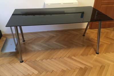 Skleněná deska stolu IKEA Galant - 160x80 cm, barva černá