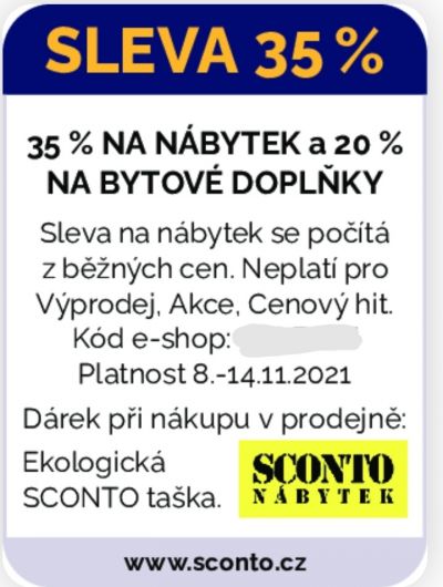 Slevový kód sconto nábytek