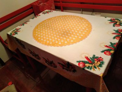 Retro vánoční ubrus s hvězdičkami - koupím