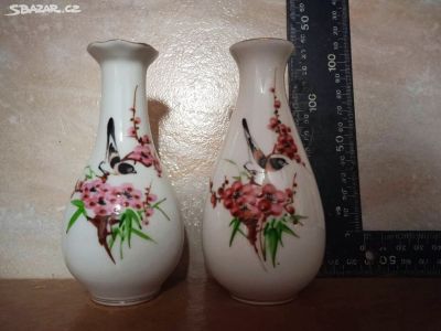 Vázy, čínské, sakura a ptáček
