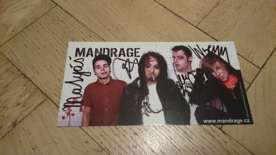 Podepsaný plakátek kapelou Mandrage