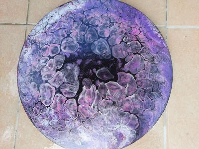 Obrázek - acryl pouring - fialový kruh