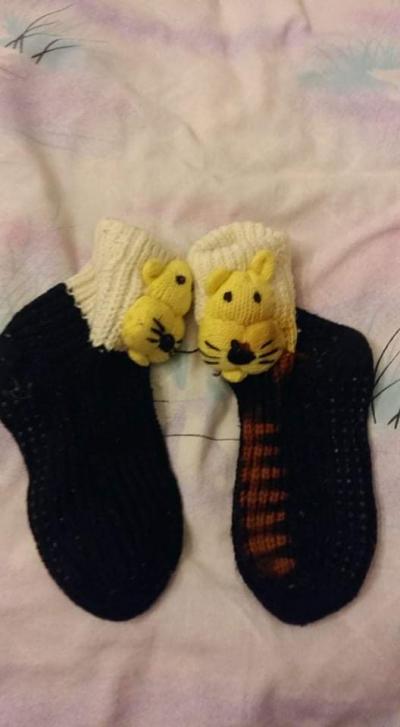 Teplé pletené ponožky