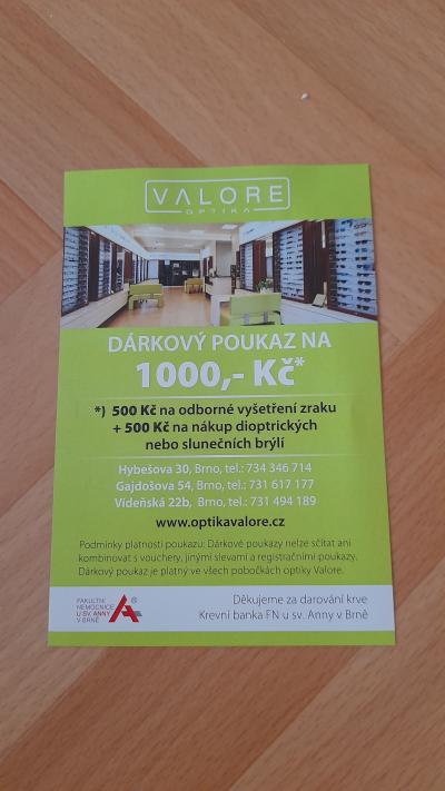 Poukaz na slevu 1000 Kč, optika Valore