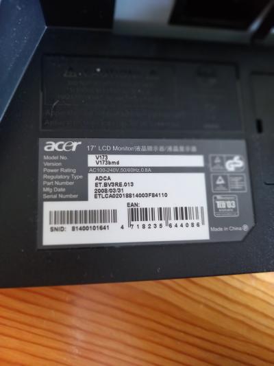 LCD monitor ACER 17"