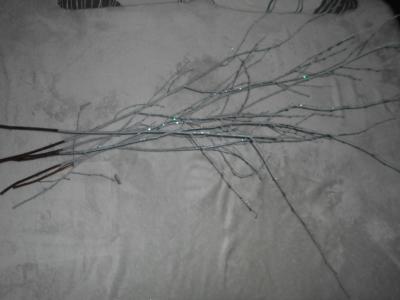 Dekorační stříbrné třpytivé březové proutí