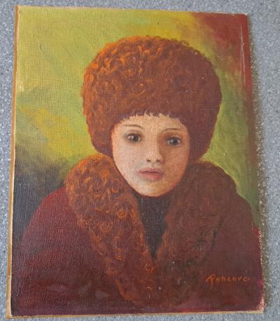 Obraz: Portrét dívky, olejomalba na solilitu