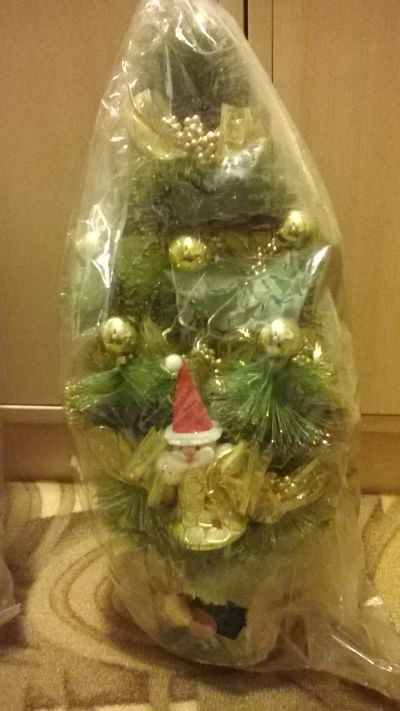Dekorace vánoční stromek cca 50 cm zlaté ozdoby