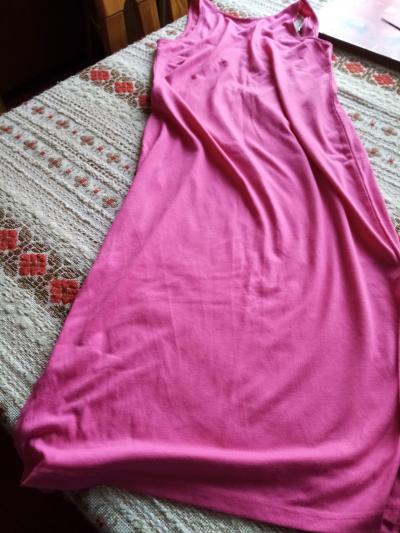 růžovofialové  bavlněné šaty, triko ,dlouhé M