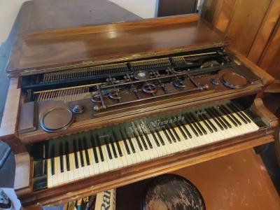 Historické křídlo, klavír, nálezový stav