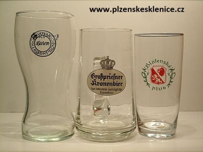 SHÁNÍM STARÉ PIVNÍ SKLENICE, PŮLLITRY, TŘETINKY 