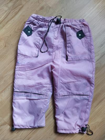 Růžové zateplené kalhoty na dotahání, vel. 92