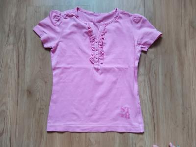 Růžové tričko s knoflíčkama, vel. 110