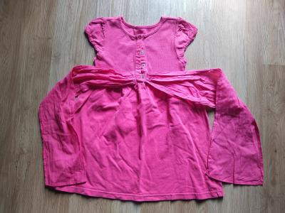 Růžové šaty na zavázání s mašlí, vel. 104