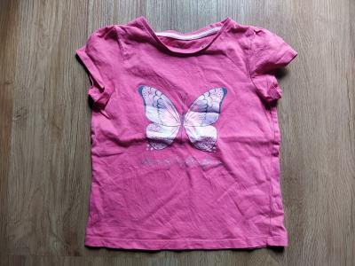 Růžové tričko s motýlem, vel. 98-104