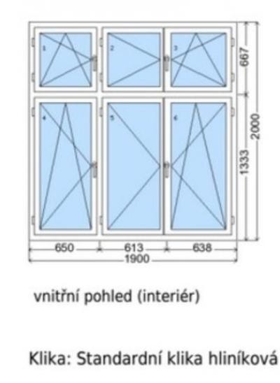 Okno plastové bílé 2000x1900