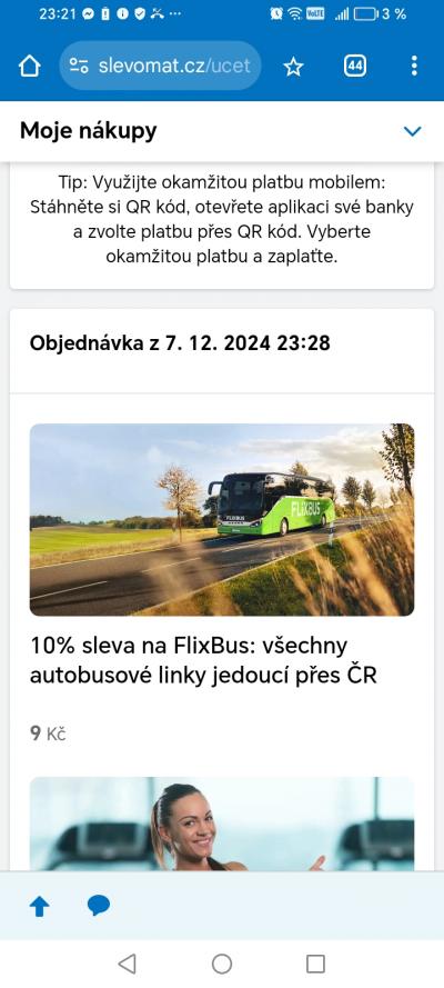 Daruji poukaz na slevu na flixbus... 10 procent... Kód pošlu