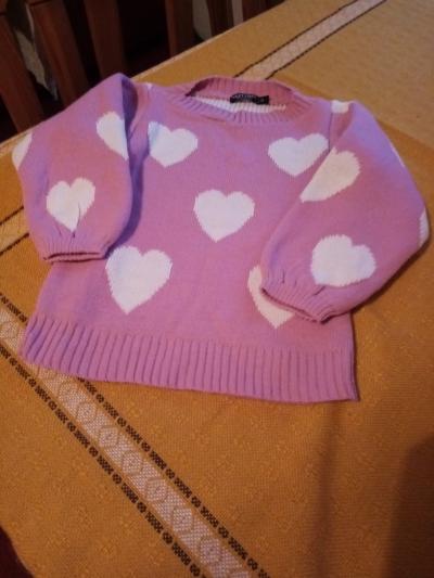 svetřík se srdíčky, teplý 5-7